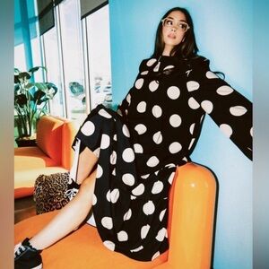 NWT Dressed in Lala Collared Polka Dot Maxi Dress